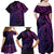 New Zealand Lizard Family Matching Off Shoulder Maxi Dress and Hawaiian Shirt Silver Fern Aotearoa Maori Purple Version