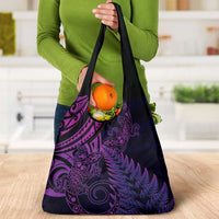 New Zealand Lizard Grocery Bag Silver Fern Aotearoa Maori Purple Version LT14 - Polynesian Pride