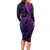 New Zealand Lizard Long Sleeve Bodycon Dress Silver Fern Aotearoa Maori Purple Version