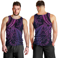 New Zealand Lizard Men Tank Top Silver Fern Aotearoa Maori Purple Version