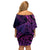 New Zealand Lizard Off Shoulder Short Dress Silver Fern Aotearoa Maori Purple Version