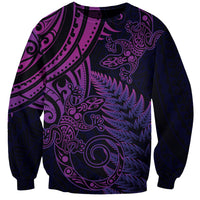 New Zealand Lizard Sweatshirt Silver Fern Aotearoa Maori Purple Version