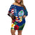 Personalised United States And Guam Family Matching Off Shoulder Short Dress and Hawaiian Shirt USA Eagle With Guahan Seal Tropical Vibes