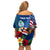 Personalised United States And Guam Family Matching Off Shoulder Short Dress and Hawaiian Shirt USA Eagle With Guahan Seal Tropical Vibes