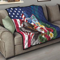 Personalised United States And Guam Quilt USA Eagle With Guahan Seal Tropical Vibes