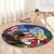 Personalised United States And Guam Round Carpet USA Eagle With Guahan Seal Tropical Vibes