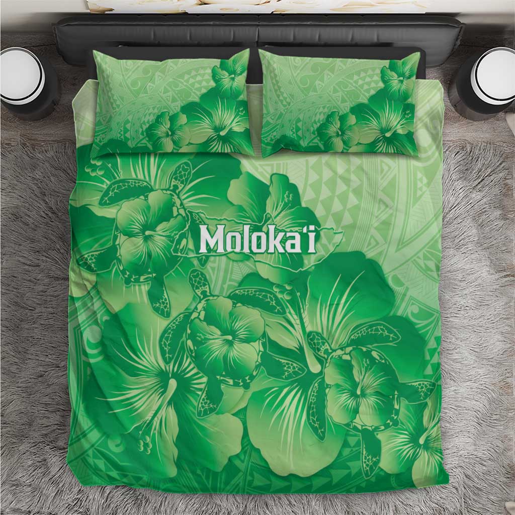 Aloha Hawaii Molokai Island Bedding Set Hibiscus Tribal Honu Hawaiian Tattoo Green LT14 Green - Polynesian Pride