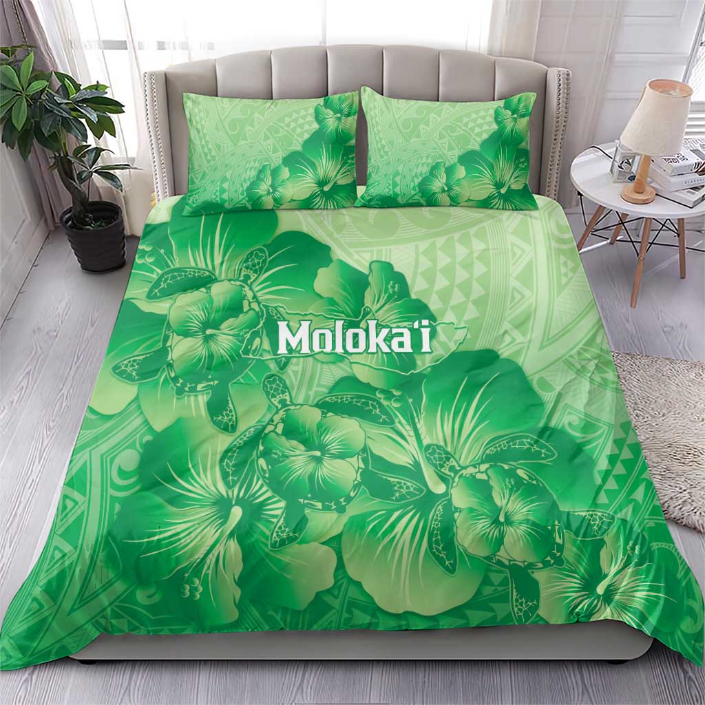 Aloha Hawaii Molokai Island Bedding Set Hibiscus Tribal Honu Hawaiian Tattoo Green LT14 - Polynesian Pride