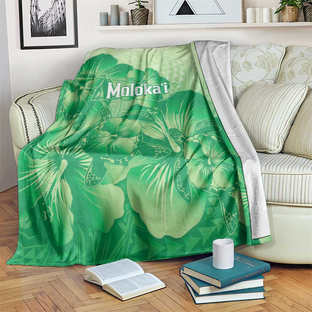Aloha Hawaii Molokai Island Blanket Hibiscus Tribal Honu Hawaiian Tattoo Green