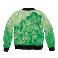 Aloha Hawaii Molokai Island Bomber Jacket Hibiscus Tribal Honu Hawaiian Tattoo Green