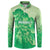 Aloha Hawaii Molokai Island Button Sweatshirt Hibiscus Tribal Honu Hawaiian Tattoo Green