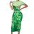 Aloha Hawaii Molokai Island Family Matching Short Sleeve Bodycon Dress and Hawaiian Shirt Hibiscus Tribal Honu Hawaiian Tattoo Green