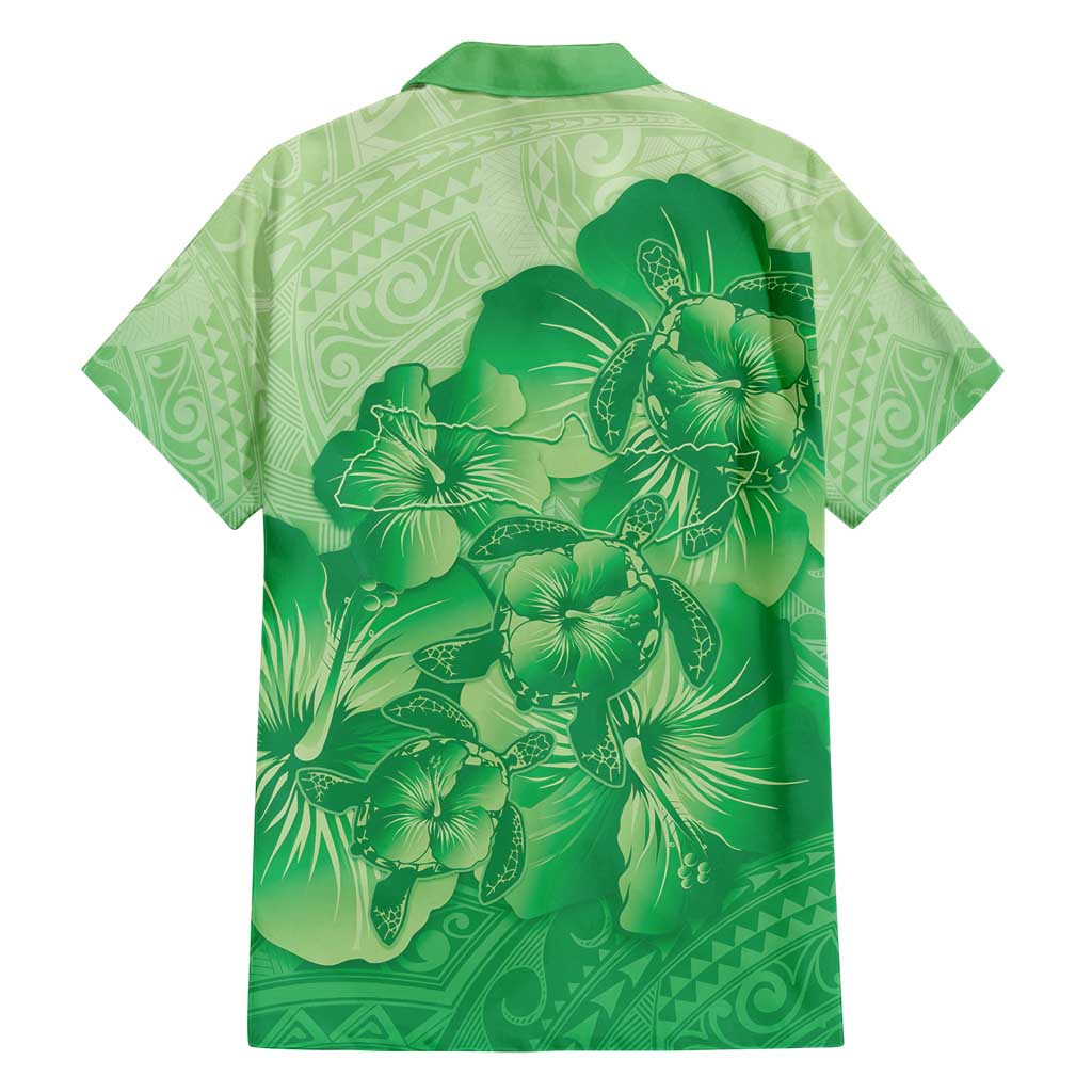 Aloha Hawaii Molokai Island Family Matching Summer Maxi Dress and Hawaiian Shirt Hibiscus Tribal Honu Hawaiian Tattoo Green