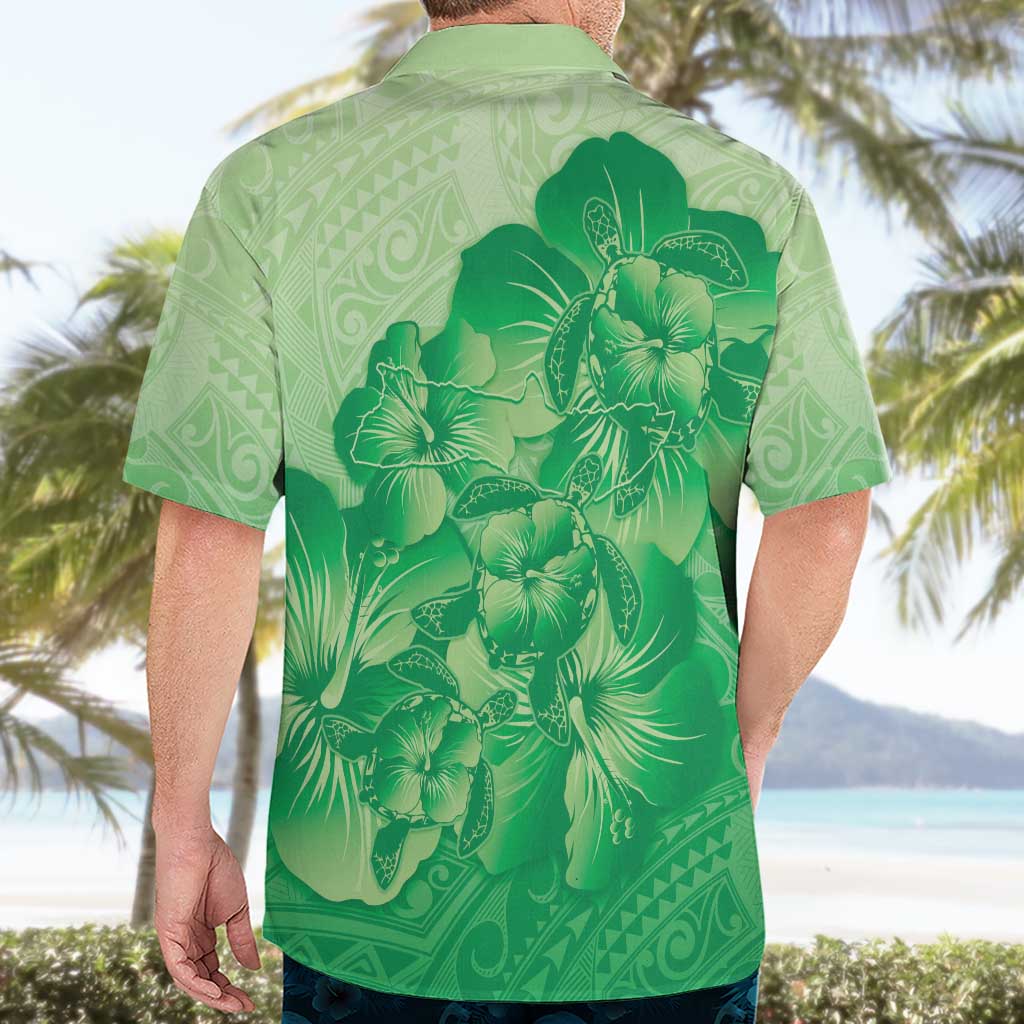 Aloha Hawaii Molokai Island Hawaiian Shirt Hibiscus Tribal Honu Hawaiian Tattoo Green