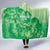 Aloha Hawaii Molokai Island Hooded Blanket Hibiscus Tribal Honu Hawaiian Tattoo Green