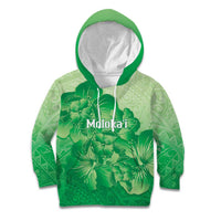 Aloha Hawaii Molokai Island Kid Hoodie Hibiscus Tribal Honu Hawaiian Tattoo Green