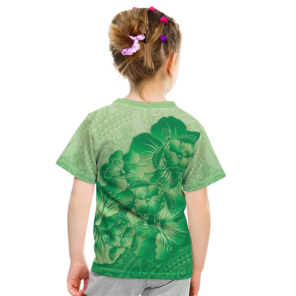 Aloha Hawaii Molokai Island Kid T Shirt Hibiscus Tribal Honu Hawaiian Tattoo Green