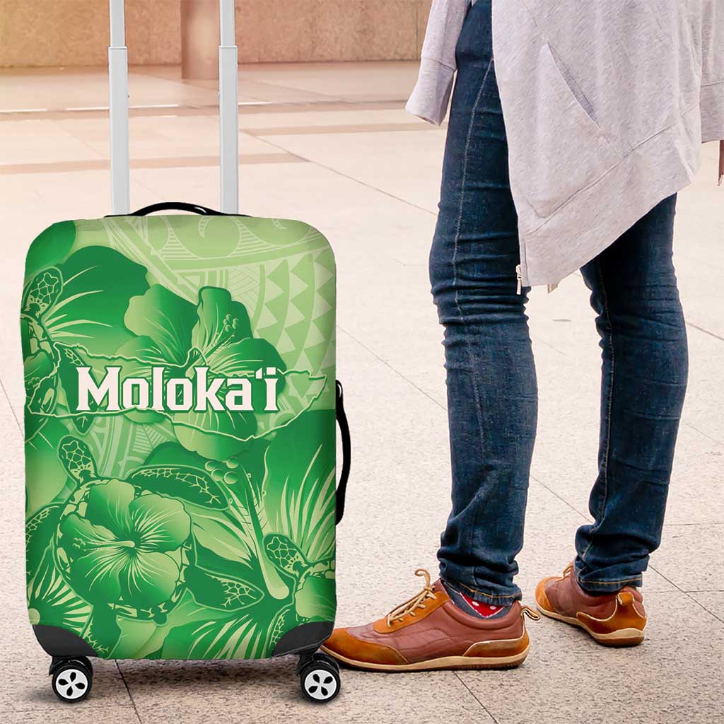 Aloha Hawaii Molokai Island Luggage Cover Hibiscus Tribal Honu Hawaiian Tattoo Green