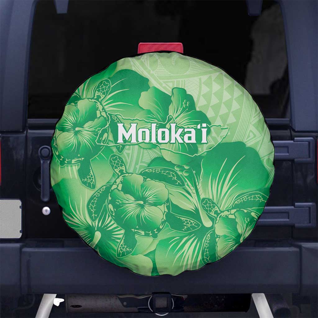 Aloha Hawaii Molokai Island Spare Tire Cover Hibiscus Tribal Honu Hawaiian Tattoo Green