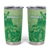 Aloha Hawaii Molokai Island Tumbler Cup Hibiscus Tribal Honu Hawaiian Tattoo Green