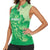 Aloha Hawaii Molokai Island Women Sleeveless Polo Shirt Hibiscus Tribal Honu Hawaiian Tattoo Green