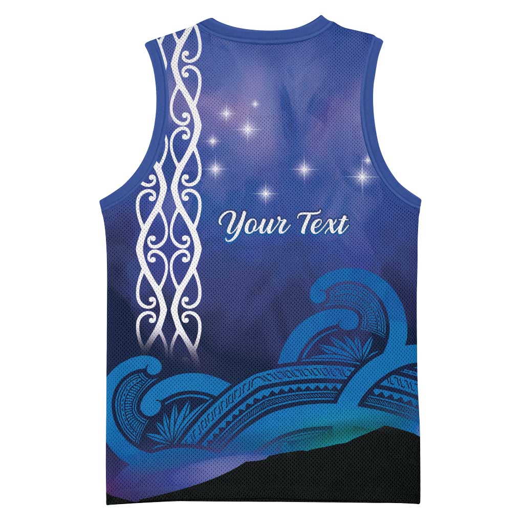 Personalised Matariki New Zealand Basketball Jersey Maori New Year Galaxy Koru Pattern - Polynesian Pride