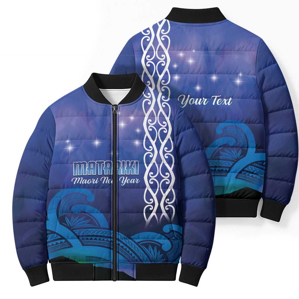 Personalised Matariki New Zealand Bomber Puffer Jacket Maori New Year Galaxy Koru Pattern - Polynesian Pride