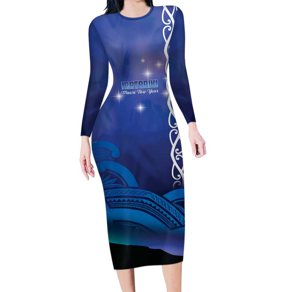 Personalised Matariki New Zealand Family Matching Long Sleeve Bodycon Dress and Hawaiian Shirt Maori New Year Galaxy Koru Pattern