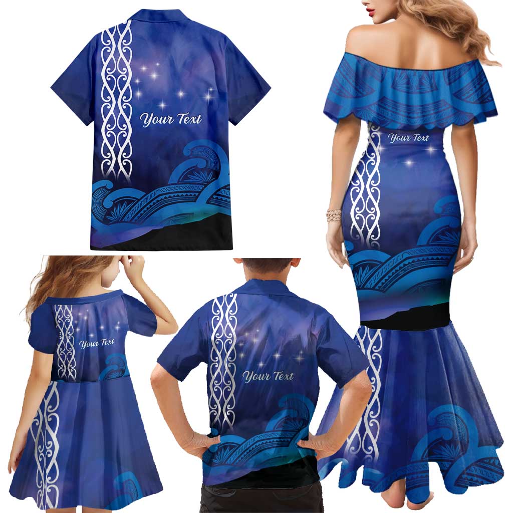 Personalised Matariki New Zealand Family Matching Mermaid Dress and Hawaiian Shirt Maori New Year Galaxy Koru Pattern