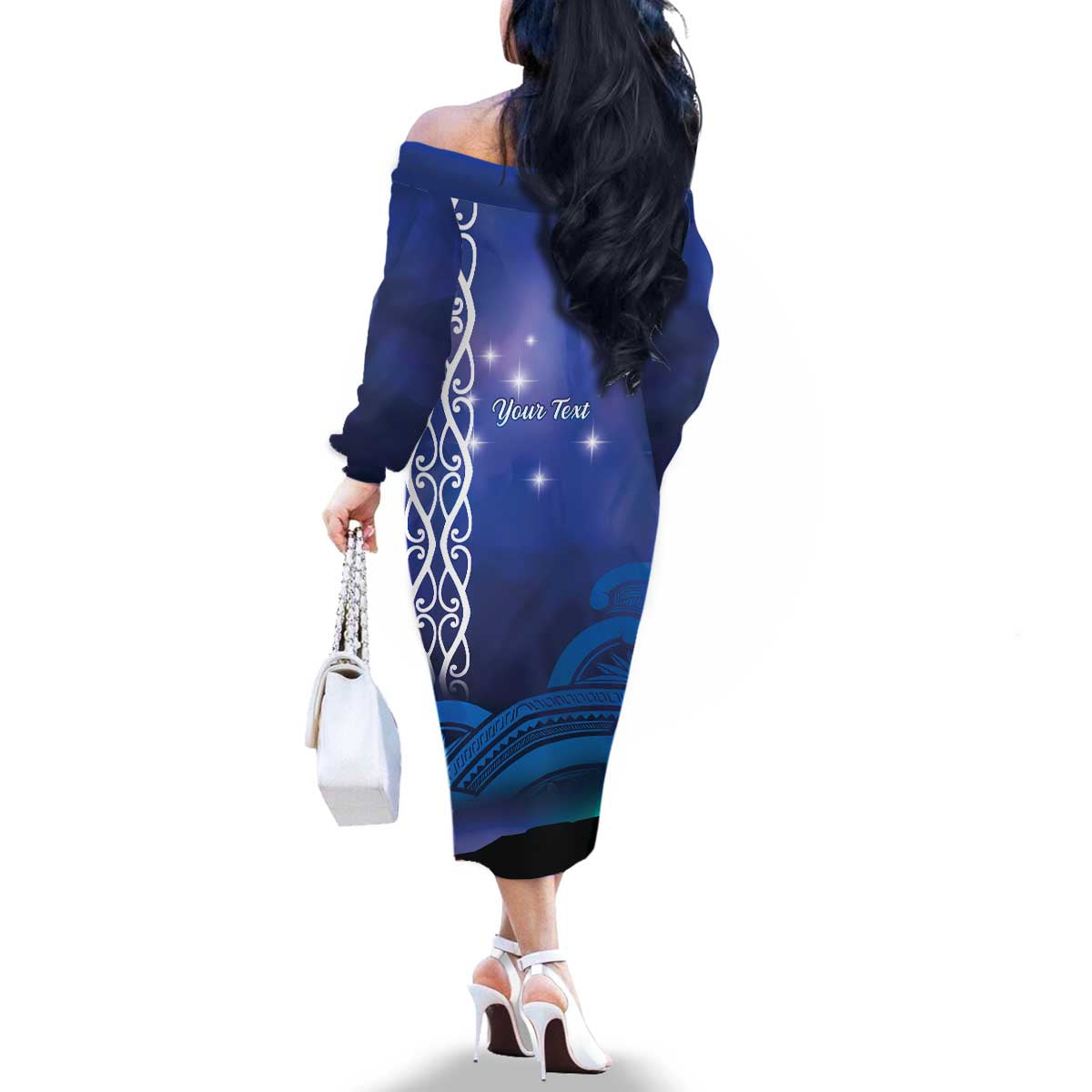 Personalised Matariki New Zealand Family Matching Off The Shoulder Long Sleeve Dress and Hawaiian Shirt Maori New Year Galaxy Koru Pattern