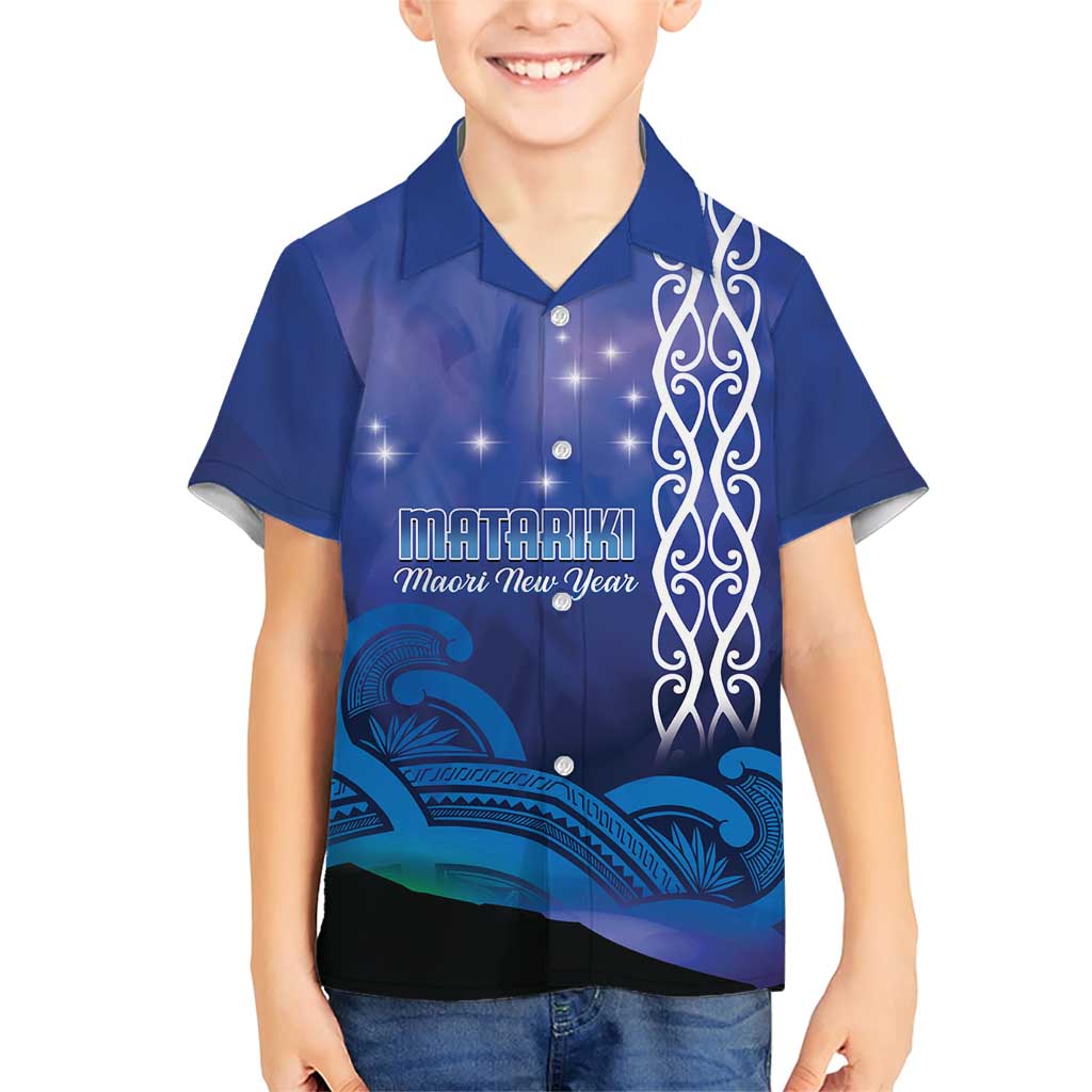 Personalised Matariki New Zealand Family Matching Short Sleeve Bodycon Dress and Hawaiian Shirt Maori New Year Galaxy Koru Pattern