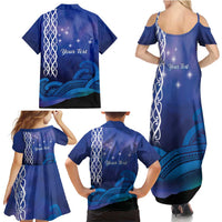 Personalised Matariki New Zealand Family Matching Summer Maxi Dress and Hawaiian Shirt Maori New Year Galaxy Koru Pattern