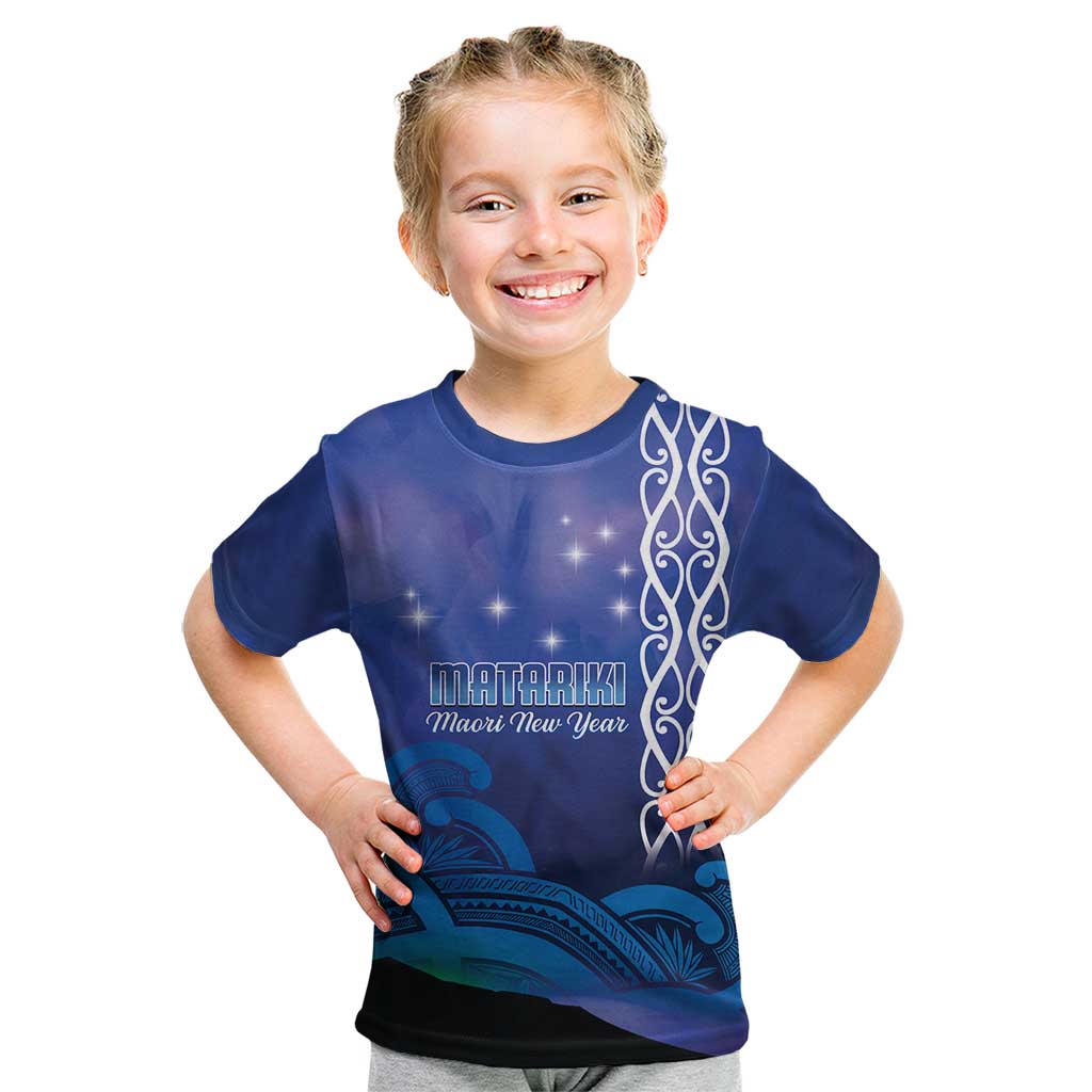 Personalised Matariki New Zealand Kid T Shirt Maori New Year Galaxy Koru Pattern
