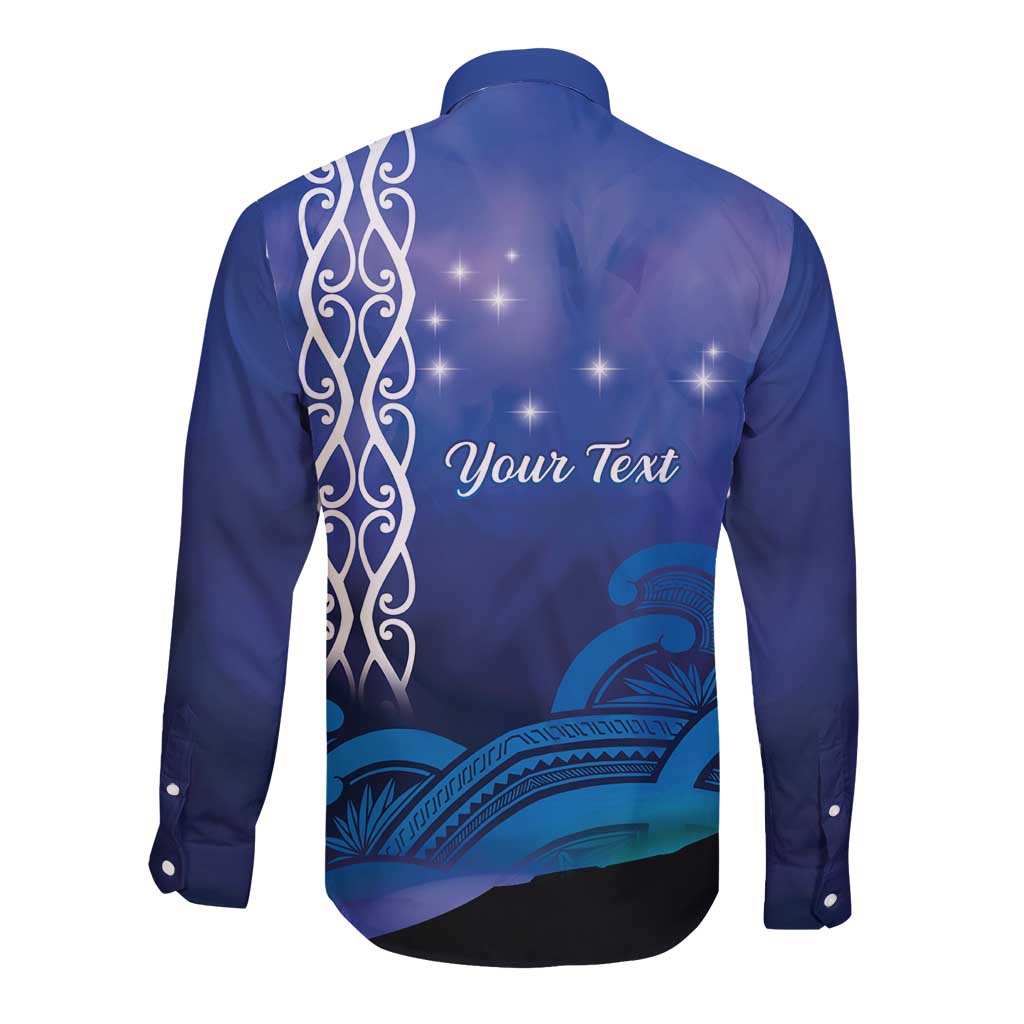 Personalised Matariki New Zealand Long Sleeve Button Shirt Maori New Year Galaxy Koru Pattern