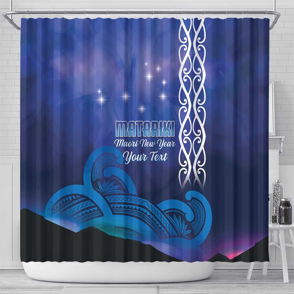 Personalised Matariki New Zealand Shower Curtain Maori New Year Galaxy Koru Pattern