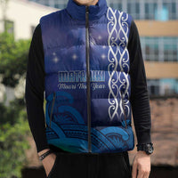 Personalised Matariki New Zealand Sleeveless Puffer Jacket Maori New Year Galaxy Koru Pattern - Polynesian Pride
