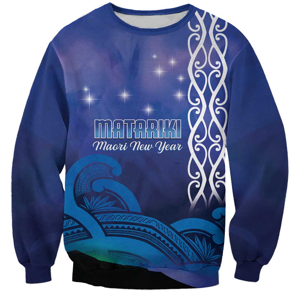 Personalised Matariki New Zealand Sweatshirt Maori New Year Galaxy Koru Pattern