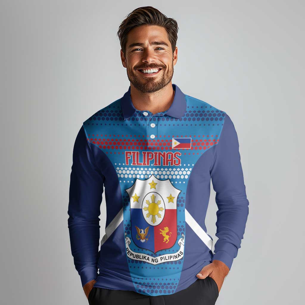Philippines Football 2026 Long Sleeve Polo Shirt Come On Filipinas LT14 - Polynesian Pride