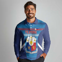 Philippines Football 2026 Long Sleeve Polo Shirt Come On Filipinas LT14 - Polynesian Pride