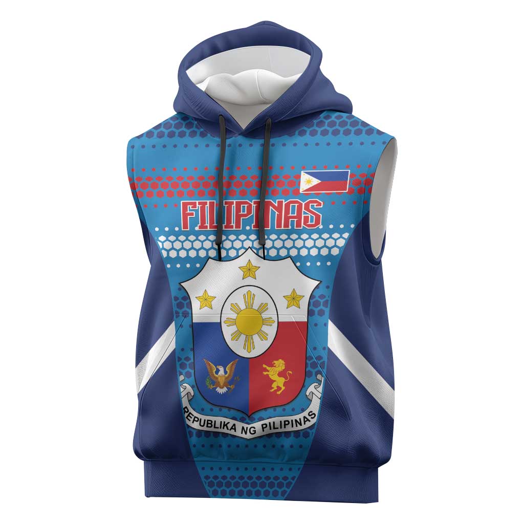 Philippines Football 2026 Sleeveless Hoodie Come On Filipinas LT14 Blue - Polynesian Pride
