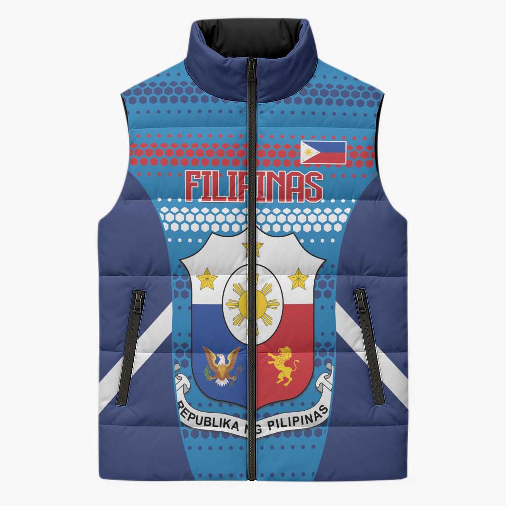 Philippines Football 2026 Sleeveless Puffer Jacket Come On Filipinas LT14 Unisex Blue - Polynesian Pride