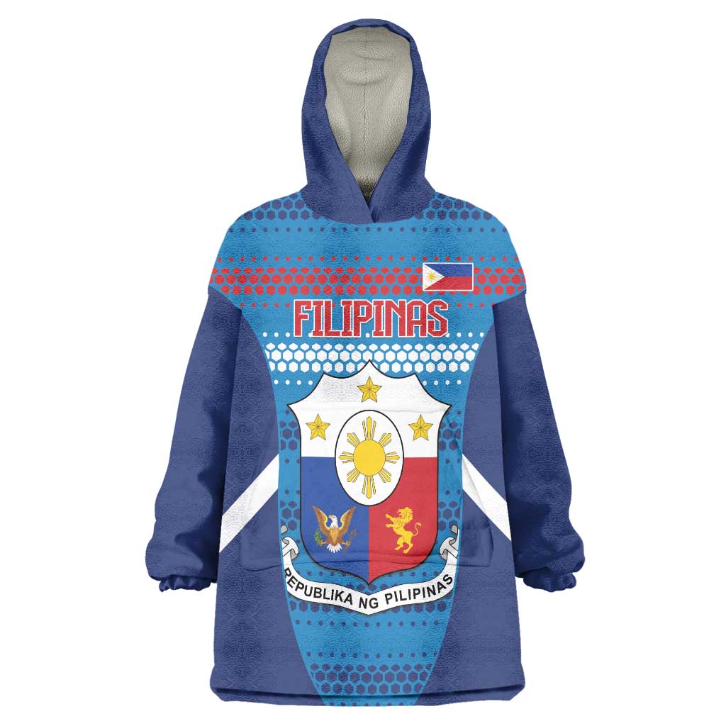 Philippines Football 2026 Wearable Blanket Hoodie Come On Filipinas LT14 One Size Blue - Polynesian Pride