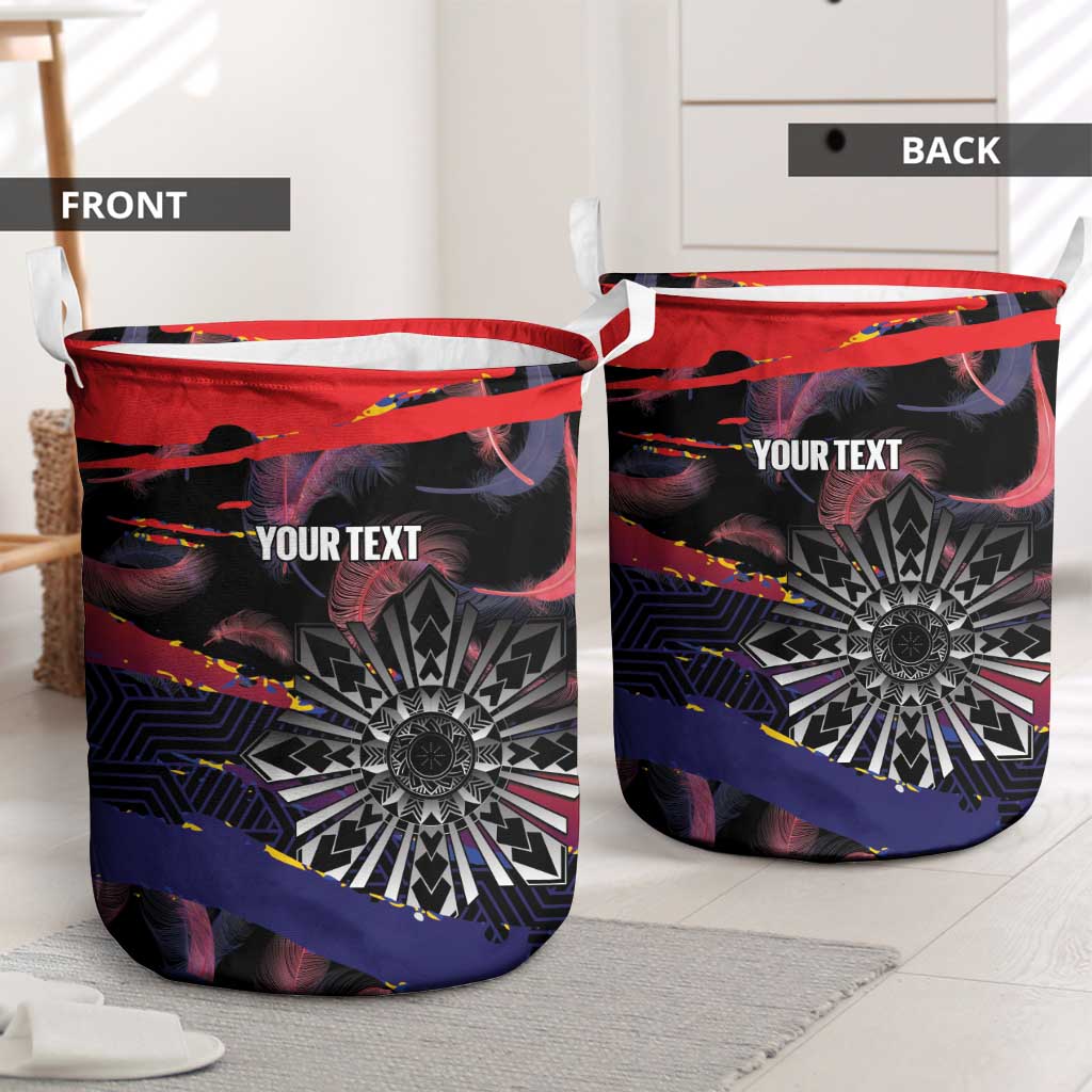 Philippines Sun Tattoo Laundry Basket Feathers Filipinas Grunge Style Black LT14 - Polynesian Pride