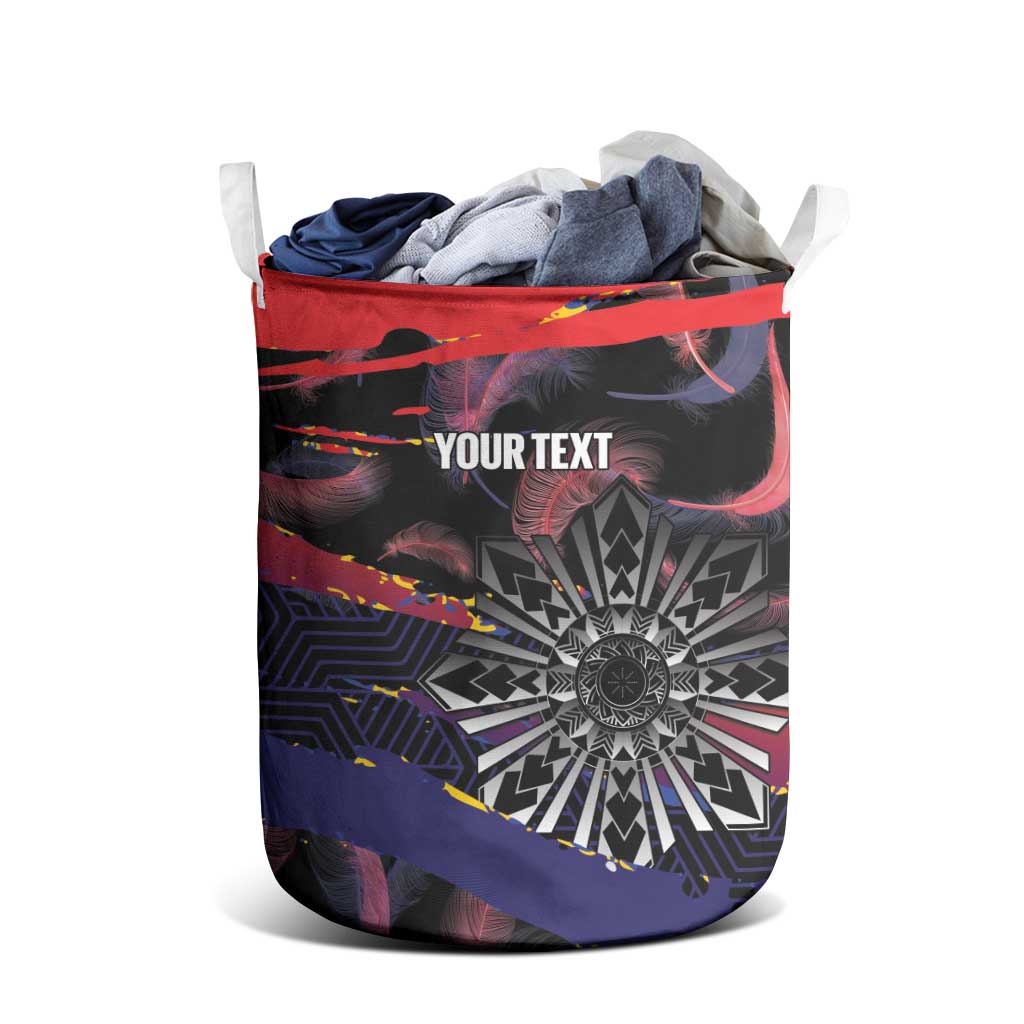 Philippines Sun Tattoo Laundry Basket Feathers Filipinas Grunge Style Black LT14 - Polynesian Pride