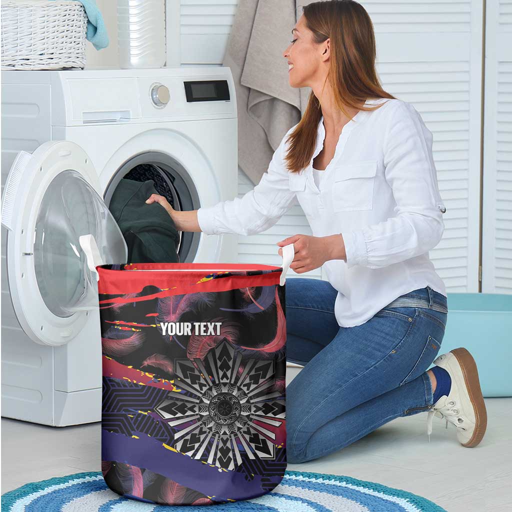 Philippines Sun Tattoo Laundry Basket Feathers Filipinas Grunge Style Black LT14 - Polynesian Pride
