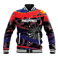 Philippines Sun Tattoo Baseball Jacket Feathers Filipinas Grunge Style Black LT14 Unisex Black - Polynesian Pride