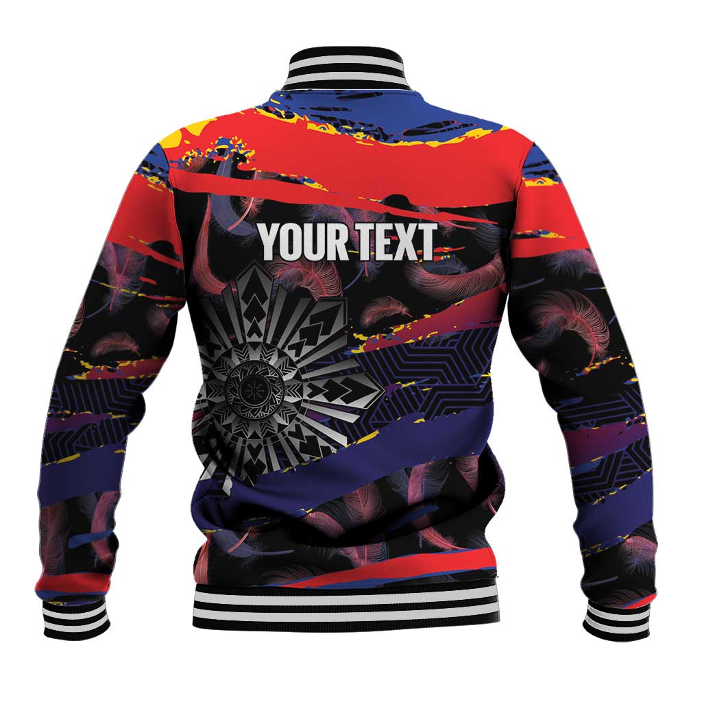 Philippines Sun Tattoo Baseball Jacket Feathers Filipinas Grunge Style Black LT14 - Polynesian Pride