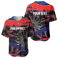 Philippines Sun Tattoo Baseball Jersey Feathers Filipinas Grunge Style Black LT14 - Polynesian Pride