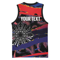 Philippines Sun Tattoo Basketball Jersey Feathers Filipinas Grunge Style Black LT14 - Polynesian Pride