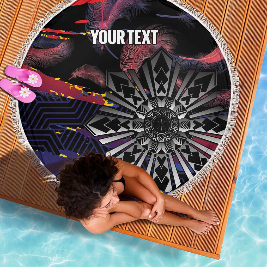 Philippines Sun Tattoo Beach Blanket Feathers Filipinas Grunge Style Black LT14 - Polynesian Pride